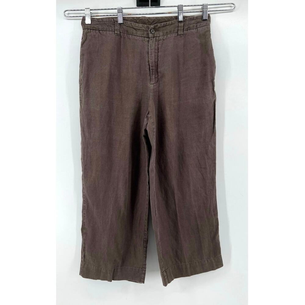 Vintage GAP Women's 100% Linen Capri Pants Size 10 Brown Wide Leg Y2K